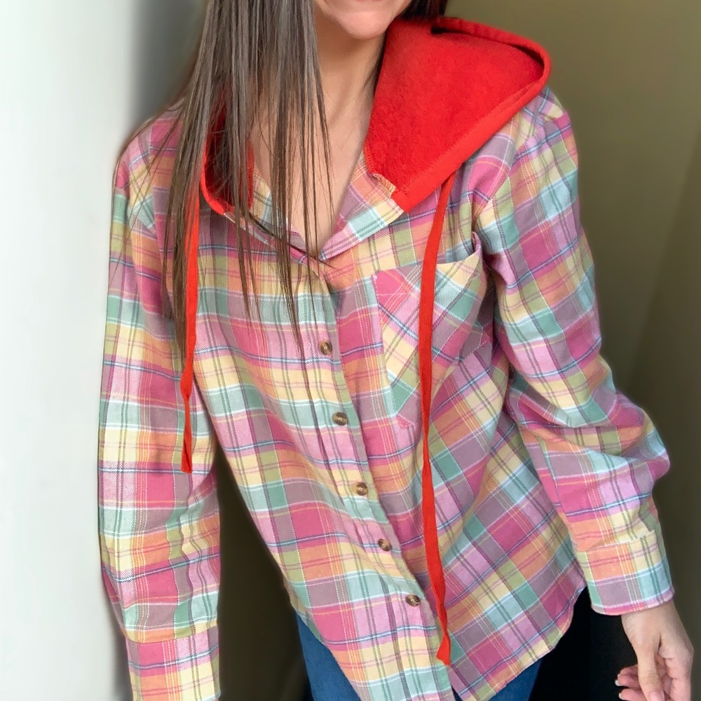 Rainbow plaid Shacket